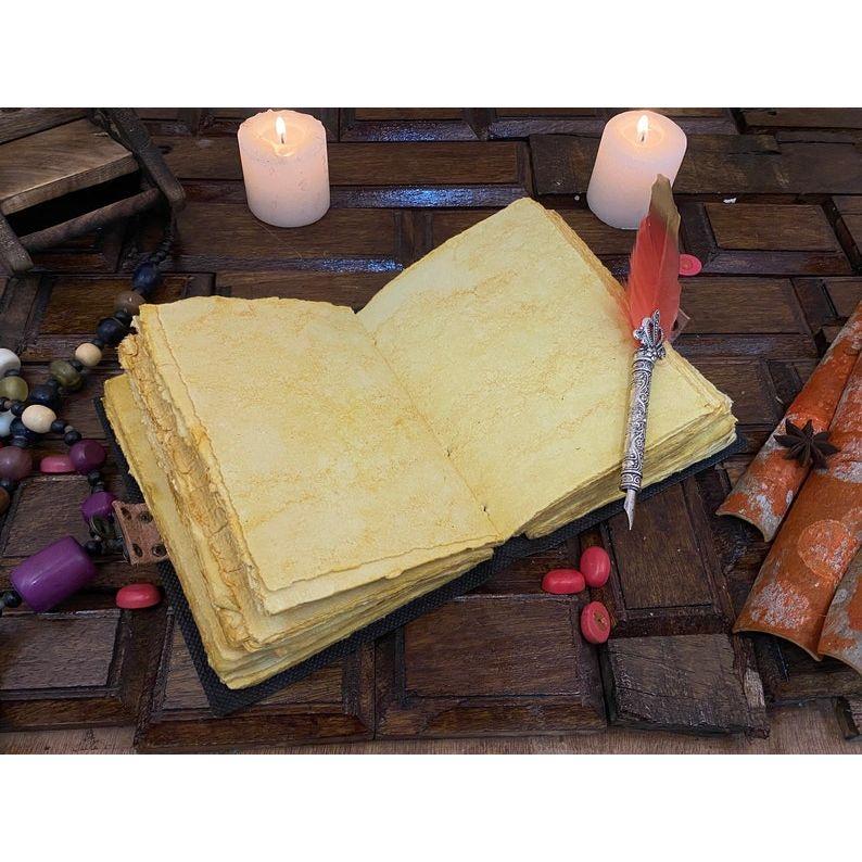 Blank Spell Book of Shadows Luna Moth Journal Witchcraft Supplies and Butterfly Print Journal Handmade Deckle Edge Paper Gifts for Men Women