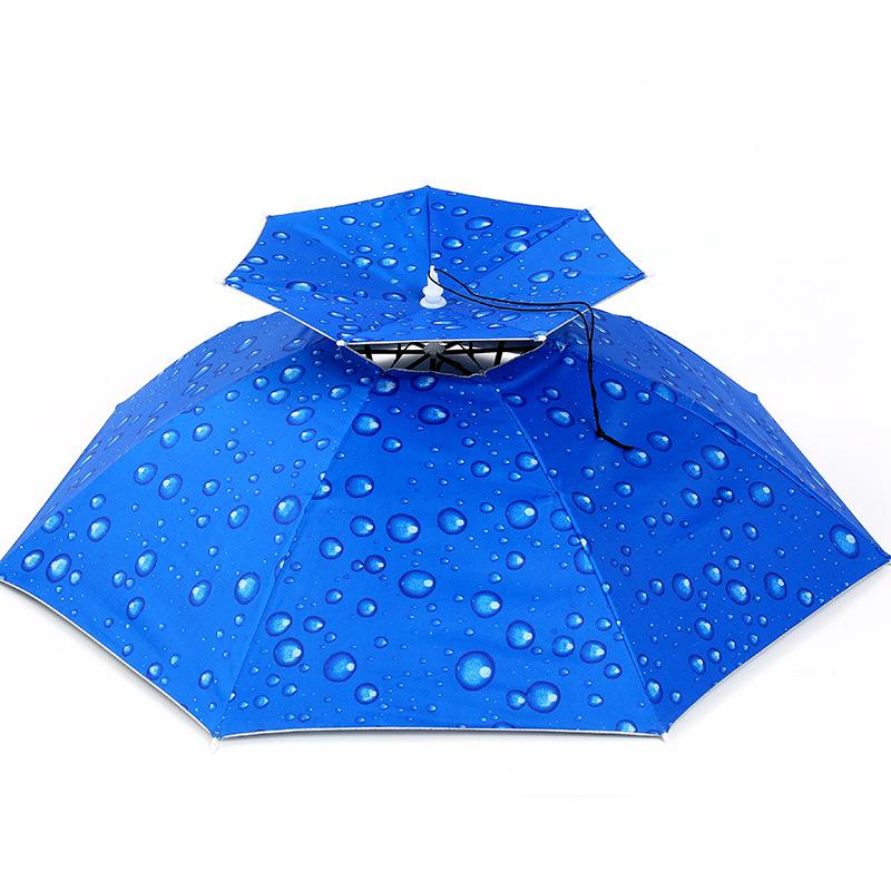Double-Layer Sun/Rain Umbrella Hat for Adults, UV Protection, Fishing, & Tea Picking