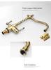 Antique Gold All-Copper 3-in-1 Kitchen Faucet: Hot/Cold Water for Sink & Vegetable Wash Basin, Splash-Proof Design