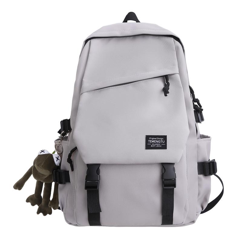 Male Solid Color Backpack Female Large Capacity Travel Backpack Junior High School Student Schoolbag