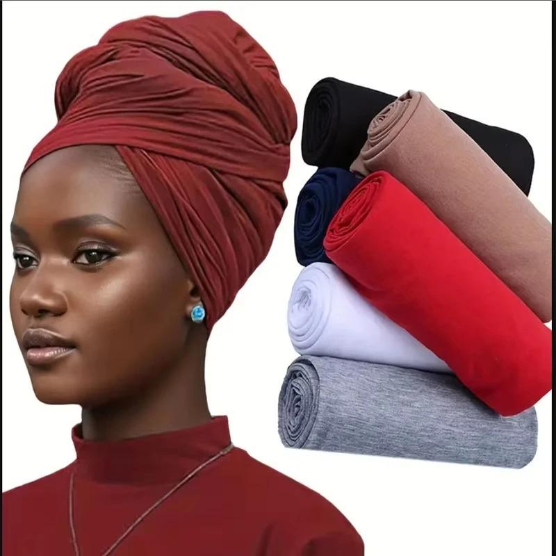 Yiran Dayang Hat Women's Elastic Knitted Headscarf Turban Elastic Headscarf Solid Color Super Soft Ultra Long Breathable Headband Casual Breathab
