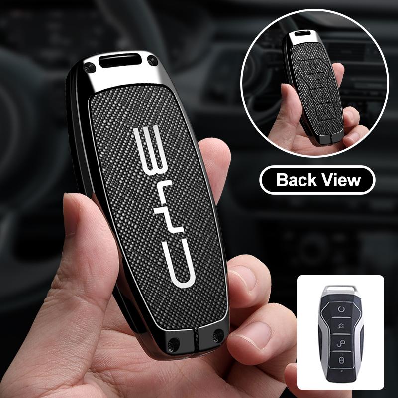 Zinc Alloy Leather Car Key Bag For Byd Second-Generation Song Pro, Tang Dm, Qin Plus Max, Yuan Dynasty, Atto, Han Ev, Dolphin