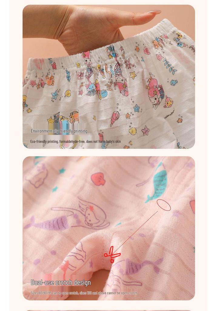Girls' Japanese Style Breathable Cotton Three-Quarter Summer Home Shorts