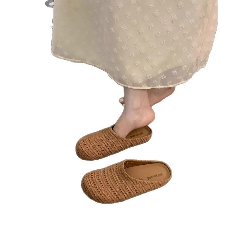 Late evening wind platform bohemian boken shoes women's outer wear 2025 spring and summer vacation one pedal bag head half drag single shoes