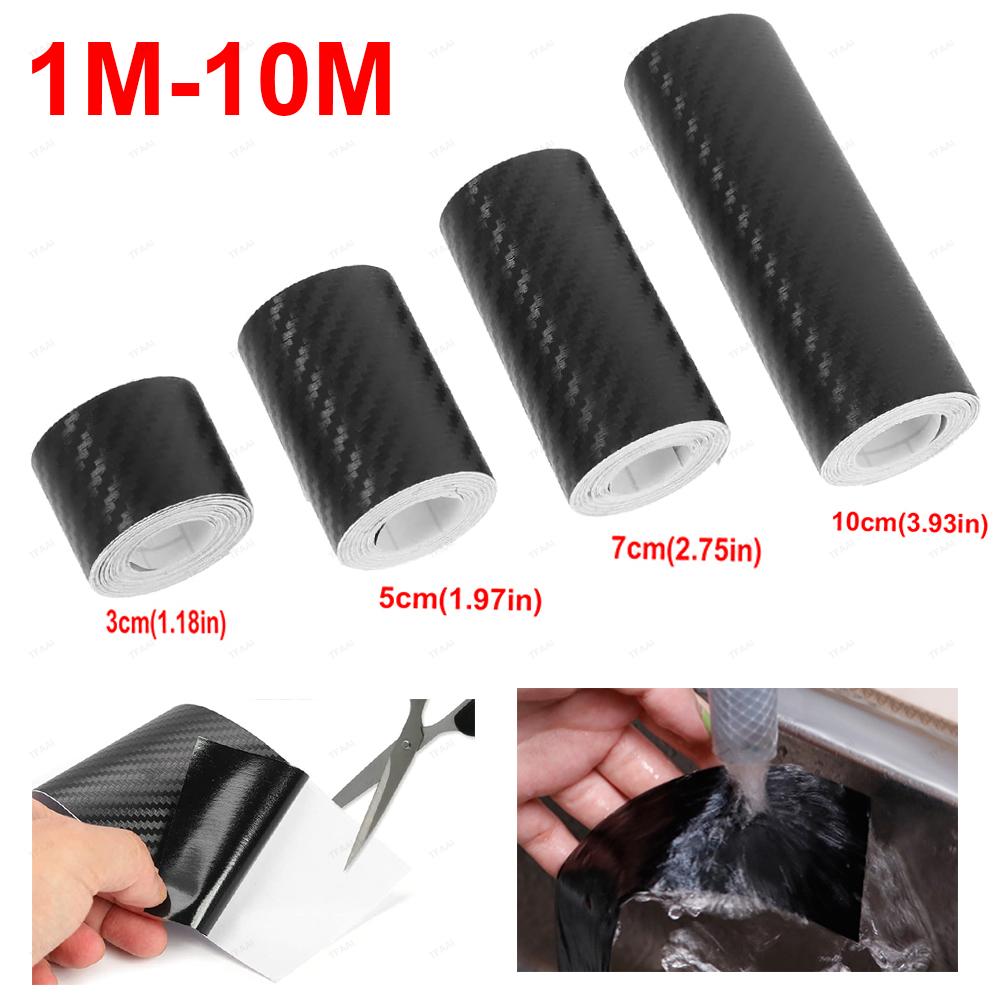 

110M 3D Car Carbon Fiber Sticker DIY Paste Protector Strip Auto Door Sill Side Mirror Anti Scratch Tape Black Waterproof Film 10cm&1m