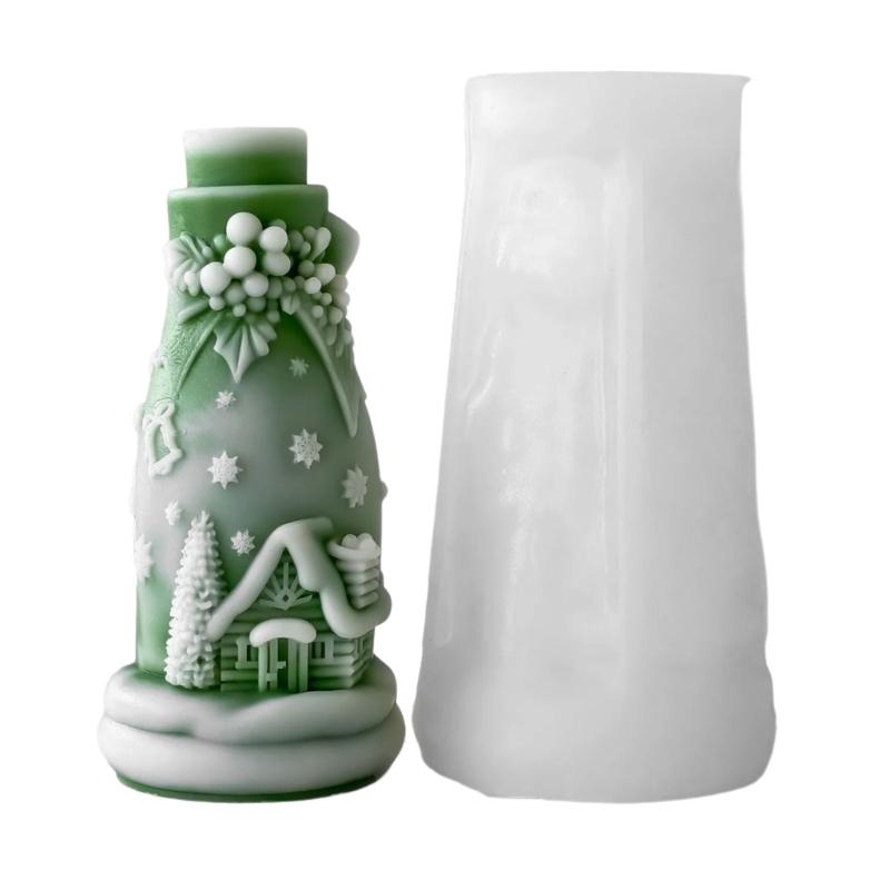 Christmas Embossed Bottle Silicone Candle Mold For Epoxy Resin Making Candle Soap Chocolate Christmas Home Decoration