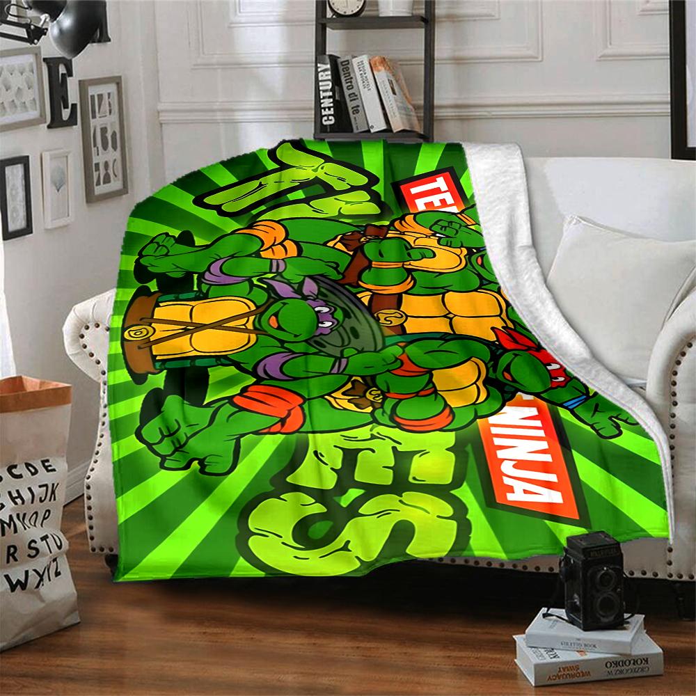 1Pc Turtles Action Flannel Blanket, Soft And Comfortable, Casual Warm, Camping Travel, Christmas, Halloween Xmas Gift S1586