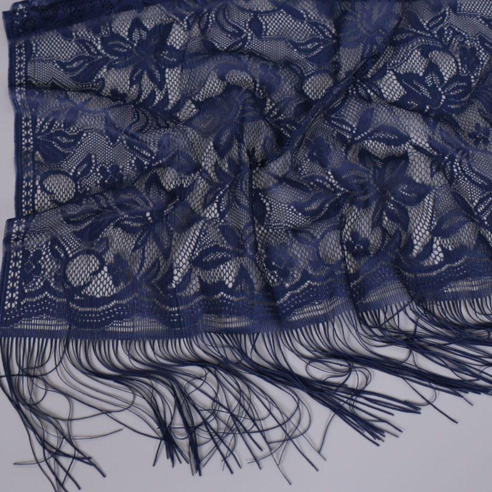 Cotton Blend Lace Scarf Floral Printed Shawl Scarf Ladies Hollow Scarf  Wedding Occasion