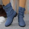 Autumn Women's Boots European and American Denim Belt Buckle Mid-calf Boots Ladies Mid-calf Fashion Boots