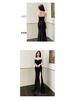 2025 Sexy Backless Strapless Floor-Length Slit Evening Gown for Foot Massage Technicians