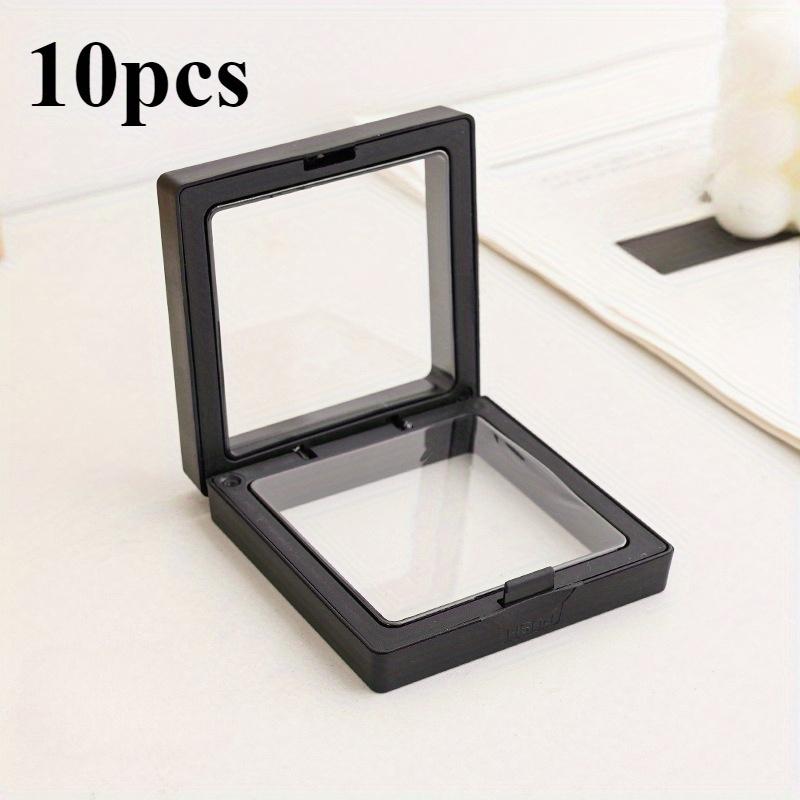 

10 шт. Элегантная 3D плавающая витрина, пыленепроницаемая прозрачная пластиковая шкатулка для ювелирных изделий, с эластичной пленкой, шкатулка для хранения ювелирных изделий