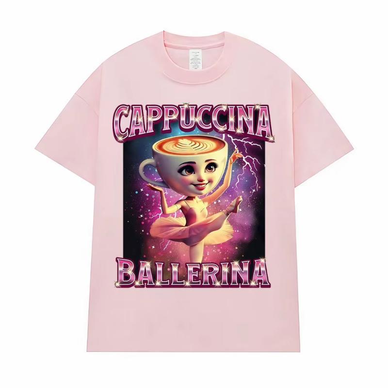 Cappuccina Ballerina Funny Italian Brainrot Meme T Shirt Men Women Clothing Fashion Trending T Shirts Casual 100% Cotton T-shirt