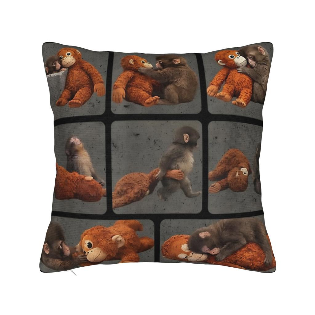 Punch Monkey Cute Pillowcase Printing Fabric Cushion Cover Decorative Throw Pillow Case Cover Home Square 45*45Cm