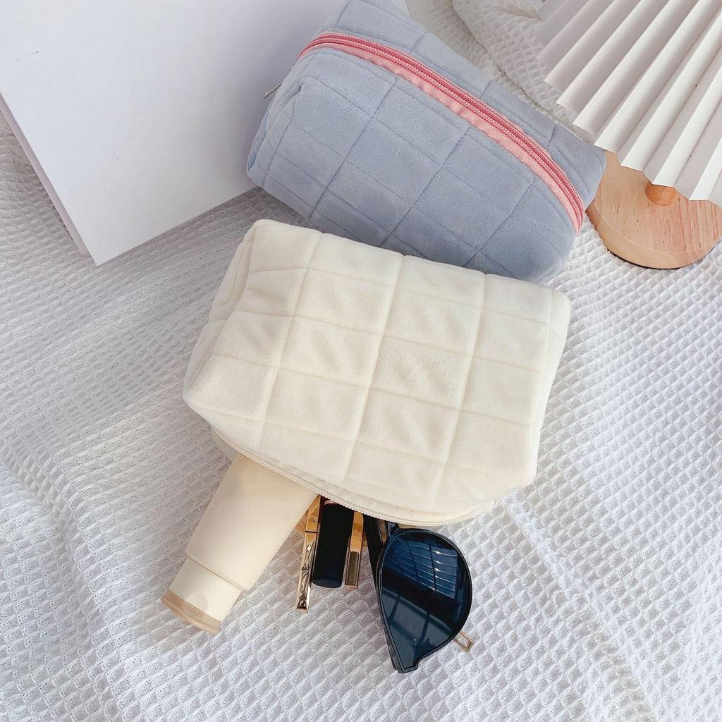 Bolsa de Cosméticos de Terciopelo Organizador de Almacenamiento de Gran Capacidad Bolsa de Maquillaje Portátil para Pinceles de Maquillaje Labiales Productos de Cuidado de la Piel