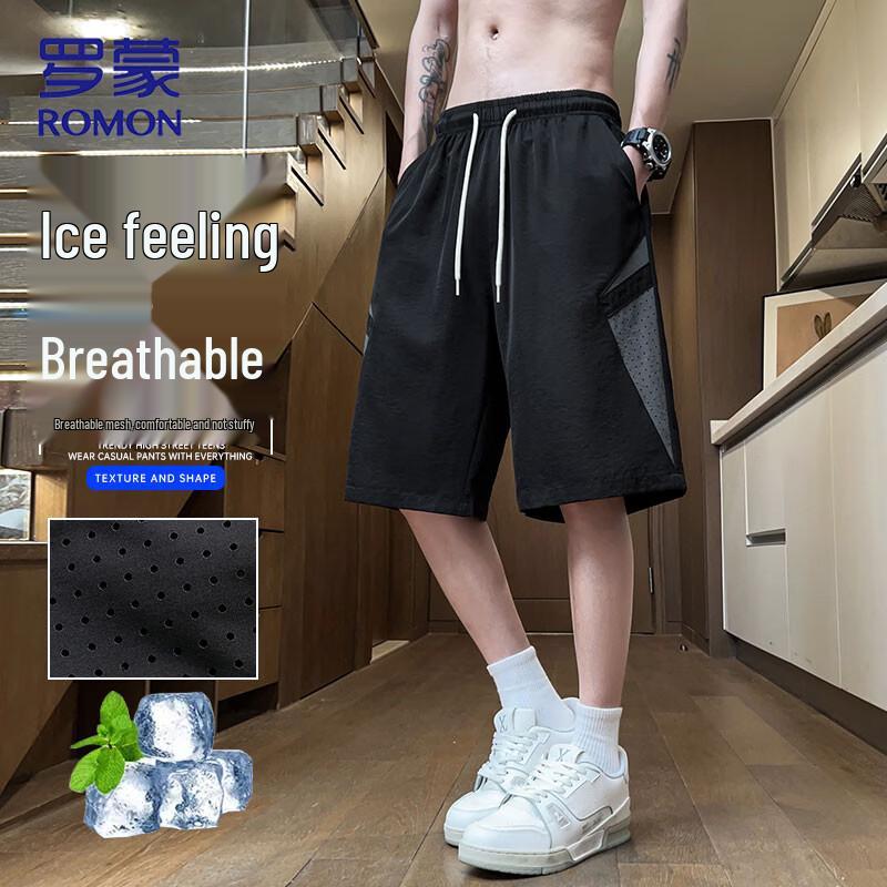 

ROMON Men s Ice-Feel Quick-Dry Breathable Mesh Shorts 3XL