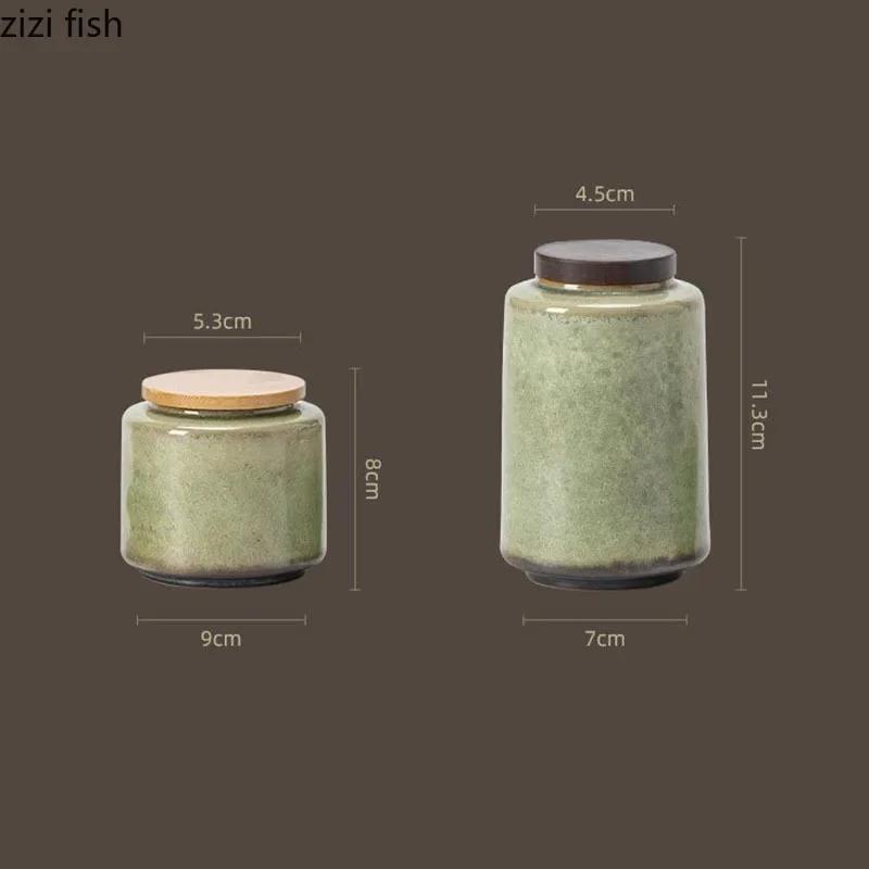 Retro Creative Ceramic Tea Caddies Sealing Jar Tea Storage Jar Tea Table Storage Decoration Household Ceramic Storage Container