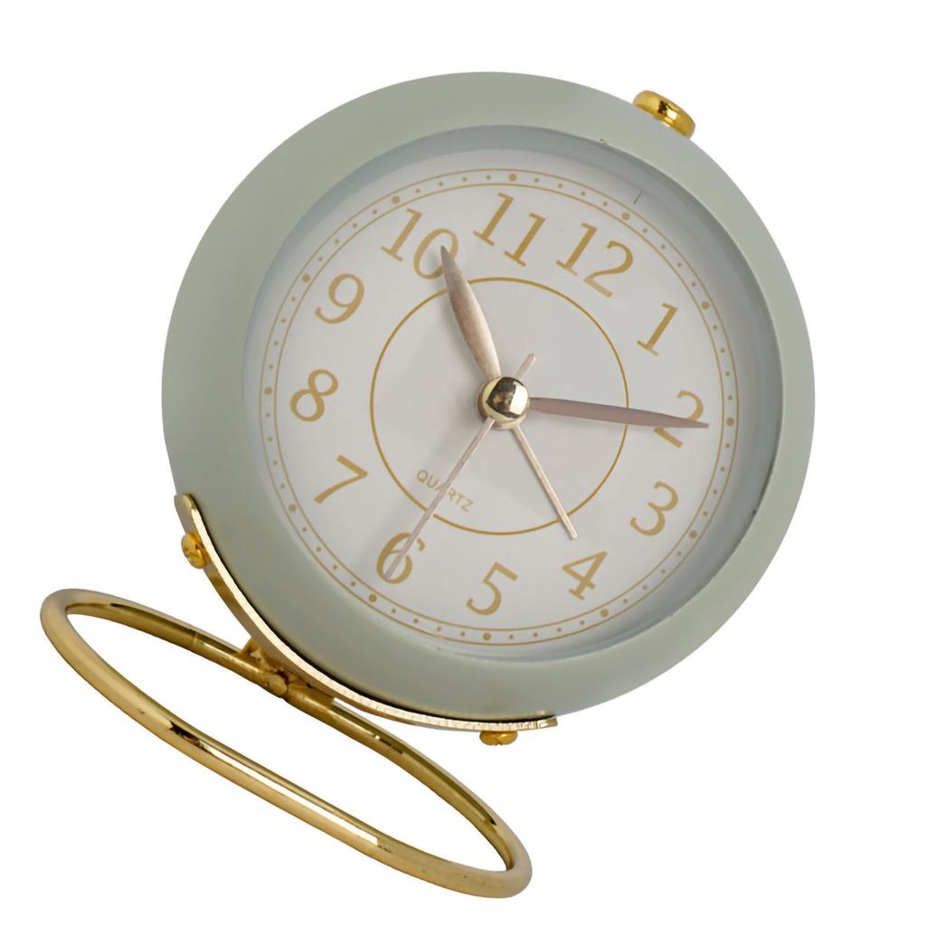 European Style Metal Clock Ingenious Mute Round Children Electronic Quartz Alarm Clock for Living