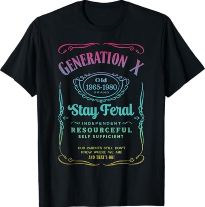 Funny Generation X Stay Feral, Gen X Gen Xer Nostalgia T-Shirt S разноцветный
