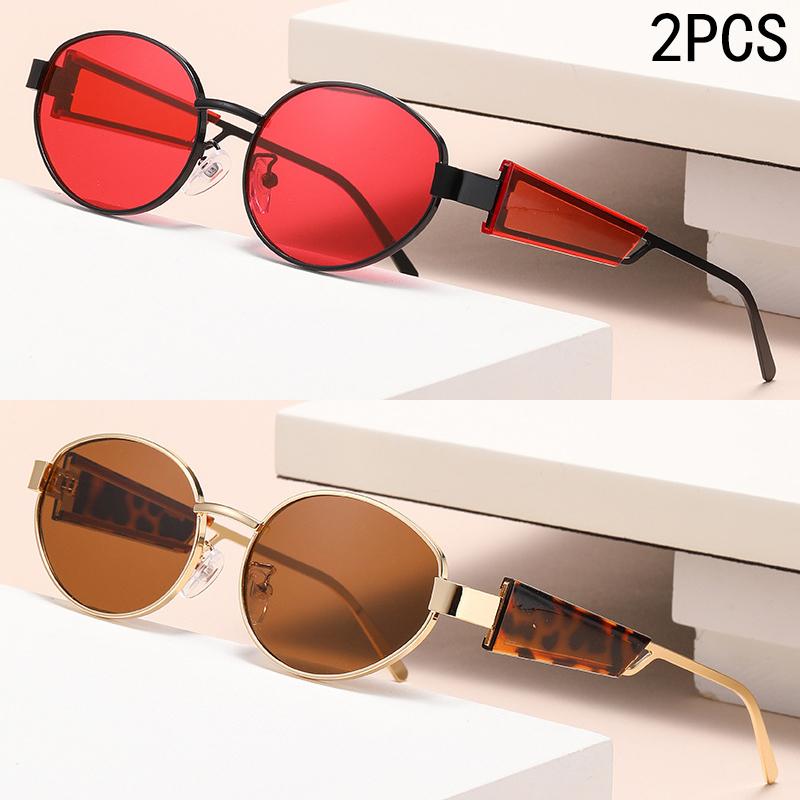1PCS New Oval Metal Sunglasses Fashion UV-resistant Unisex Glasses 2426 Trendy Lightweight