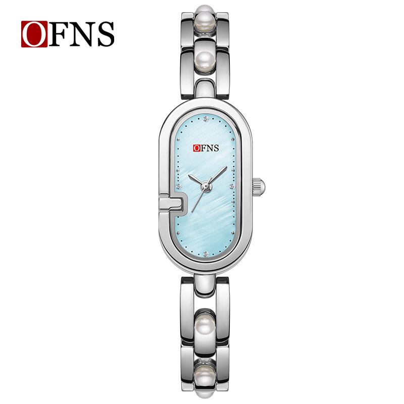 OFNS Women s Trendy Waterproof Oval Pearl Quartz Bracelet Watch