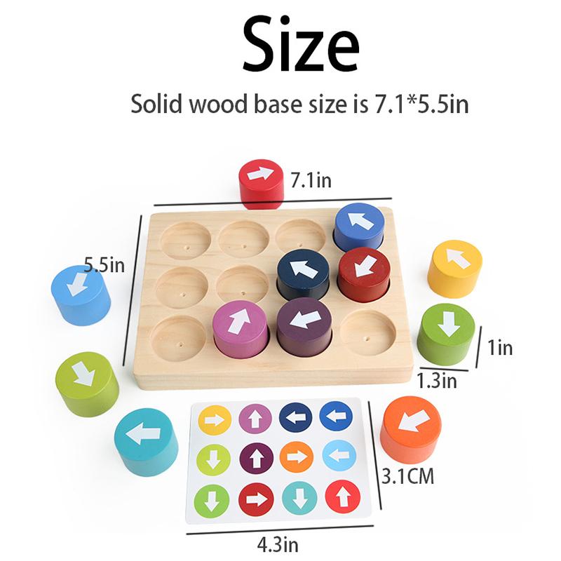 Baby Montessori Wooden Toys Color Direction Sensory Board Arrow Matching Game Logical Thinking Training Educational Blocks Toys