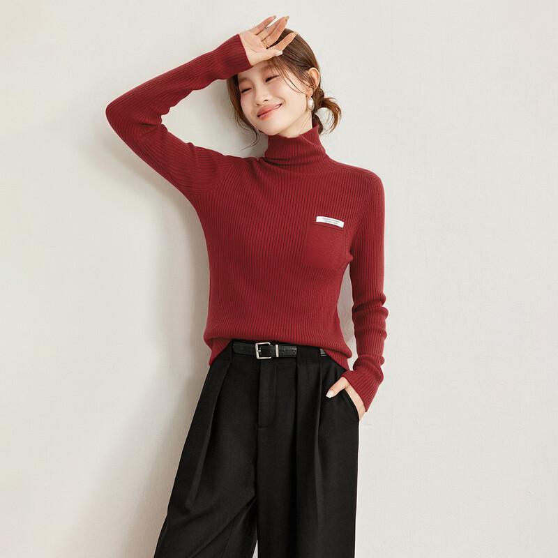 Women's 100% Merino Wool Turtleneck Knit Sweater