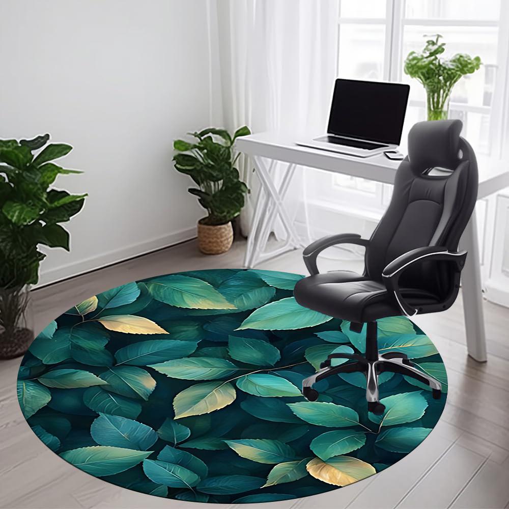 1pc Leaf Nature Office Round Area Rug, Indoor Mat Suitable ForOffice, Under Office Chairs Bedroom Living Room Home Decor, Room Decot040
