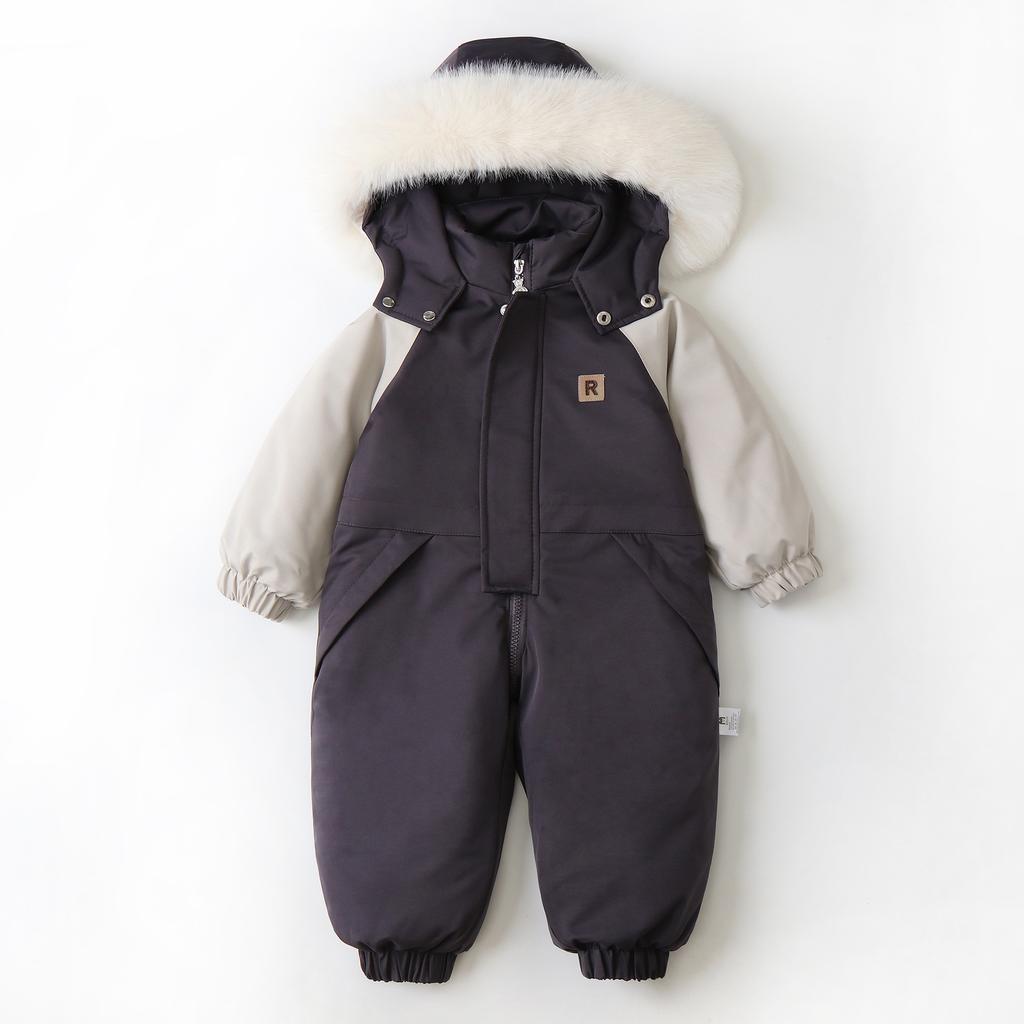 Kids One Piece Snowsuit Grils Boys Snowsuits Colorful Ski Suits Winter Hooded Romper Jumpsuits Toddler Outdoor Jacket Coat Children Snow Suits Outfits