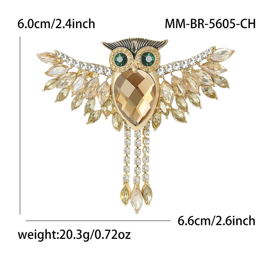 Rhinestone Pendant Owl Brooch for Unisex Animal Pins New Year Gifts Jewelery Accessories