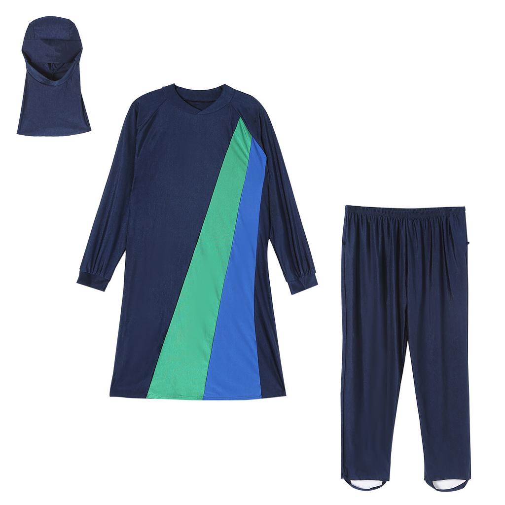 Plus Size Women Muslimah Swimsuit Splice Full Coverage Women Swimsuit High Elastic Comfort 3 Pieces Beachwear 3XL-8XL