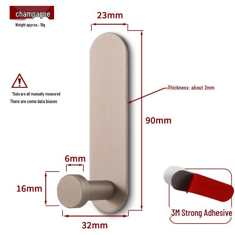 No-Drill Strong Adhesive Aluminum Hook for Bathroom or Door