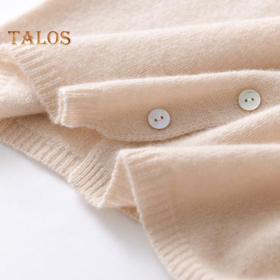 Knitting Tops Women Long Sleeve Round Neck Casual Home Style Top Solid Color Single Breasted Fitted Stretchy Tee Daily Wear