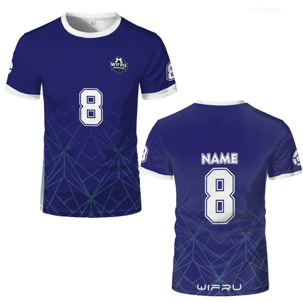 T-shirt da Calcio 3D Stampata Geometrica Traspirante ad Asciugatura Rapida per Allenamento all'Aperto Maglia WIFRU Girocollo Manica Corta Personalizzabile