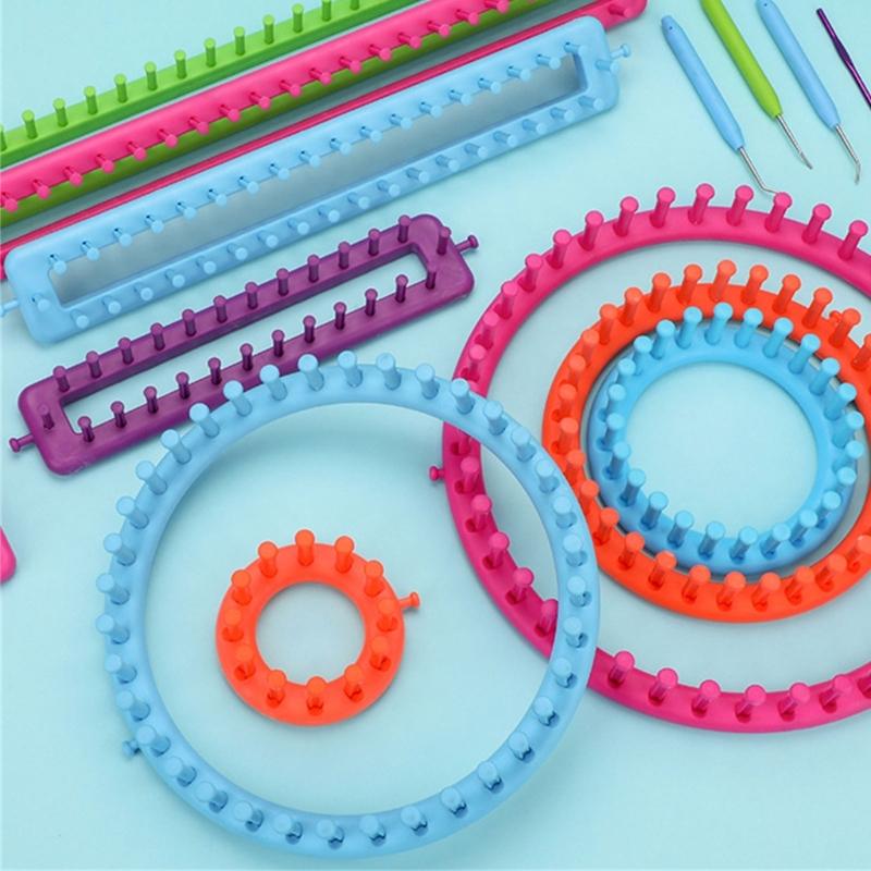 1 or 2 Set Knitting Frame Multifunctional Knitted Loomed Set Round Rectangular Knitting Board For Hat Scarves