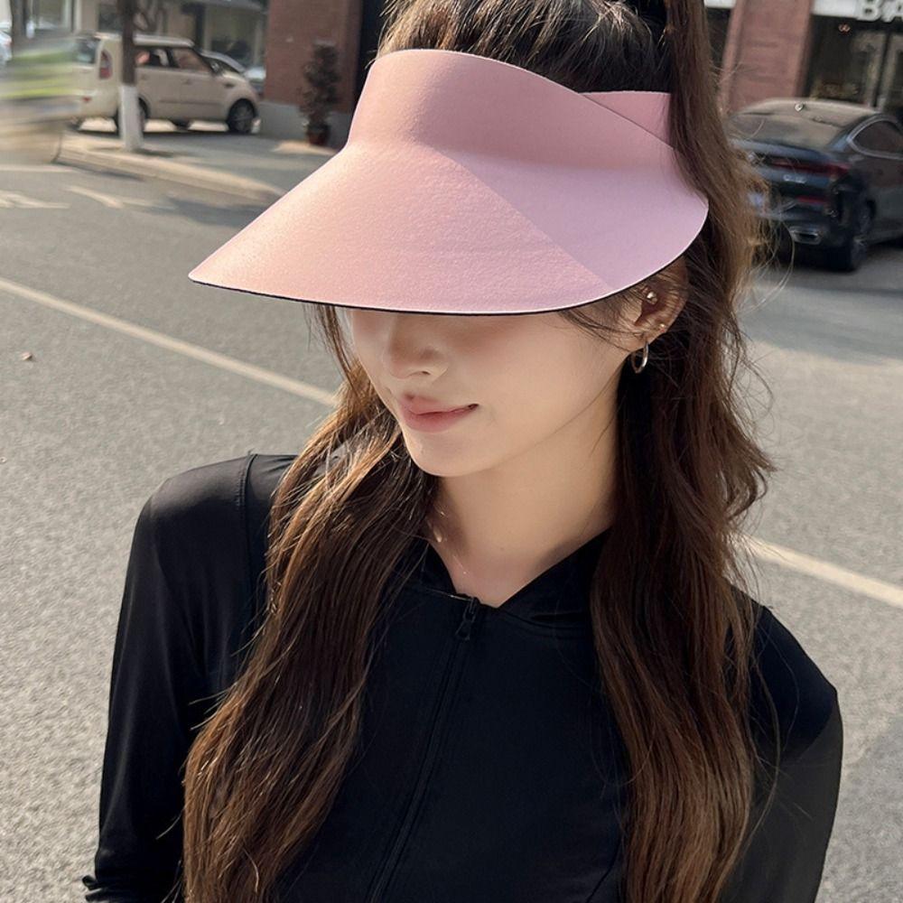 UV Protection Summer Sun Hat Large Brim Visor Cap Simple Sunscreen Empty Top Cap  Sunshade