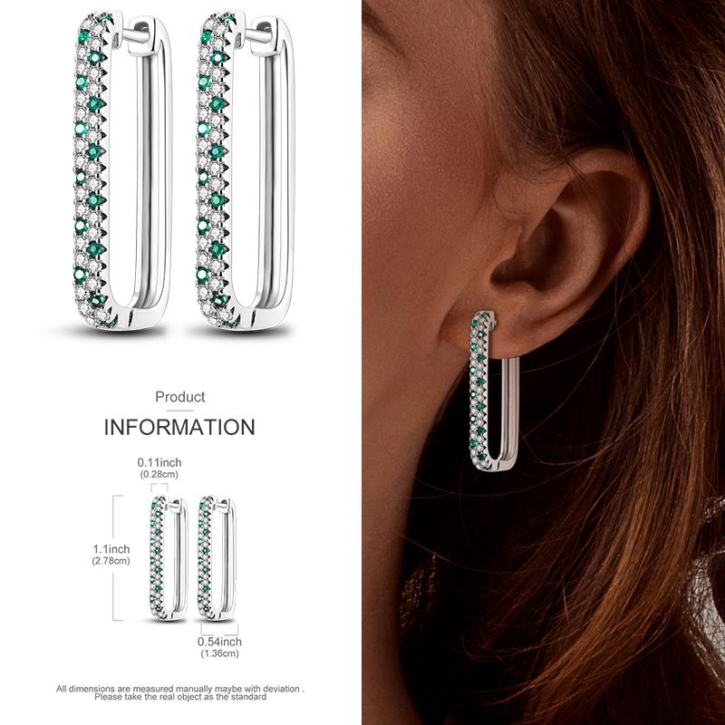 Boucles d'Oreilles Créoles en Argent 925 Zircon Coloré Boucles d'Oreilles Créoles Pavées Pour Femmes Filles Bijoux Cadeau