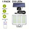 Outdoor Split Solar Lamp 210LED Wall Light with Motion Sensor 3 Modes Floodlight Remote Control for Patio Garage Wall Lamps