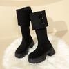 Winter Plus Velvet Knee-High Boots 2025 New Women's Shoes Side Zipper Women's Boots Fashion Metal Decoration Modern Boots Women