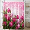 Dreamy Love Tulip Shower Curtain - Water-Resistant Polyester, Machine Washable, Artsy Bath Decor for Valentine's Day, All-Season