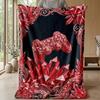 Glamorous Pug Portraits Theme Blanket Lightweight Warm Flannel Blanket Decorative Throw Blanket for Home Decoration