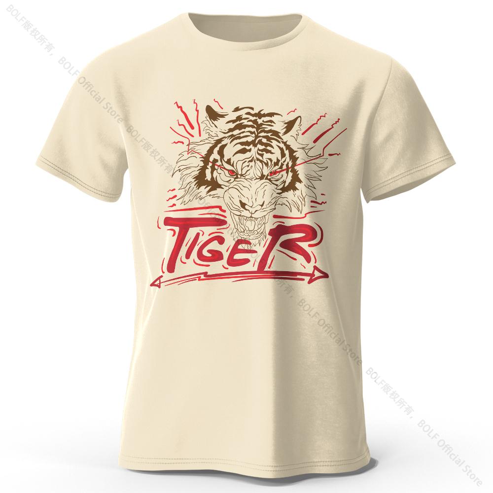 

Cultural Tiger Motif Printed 100% Cotton T-Shirt, Soft & Comfortable Round Neck Short Sleeve Tee for Men & Women 4XL