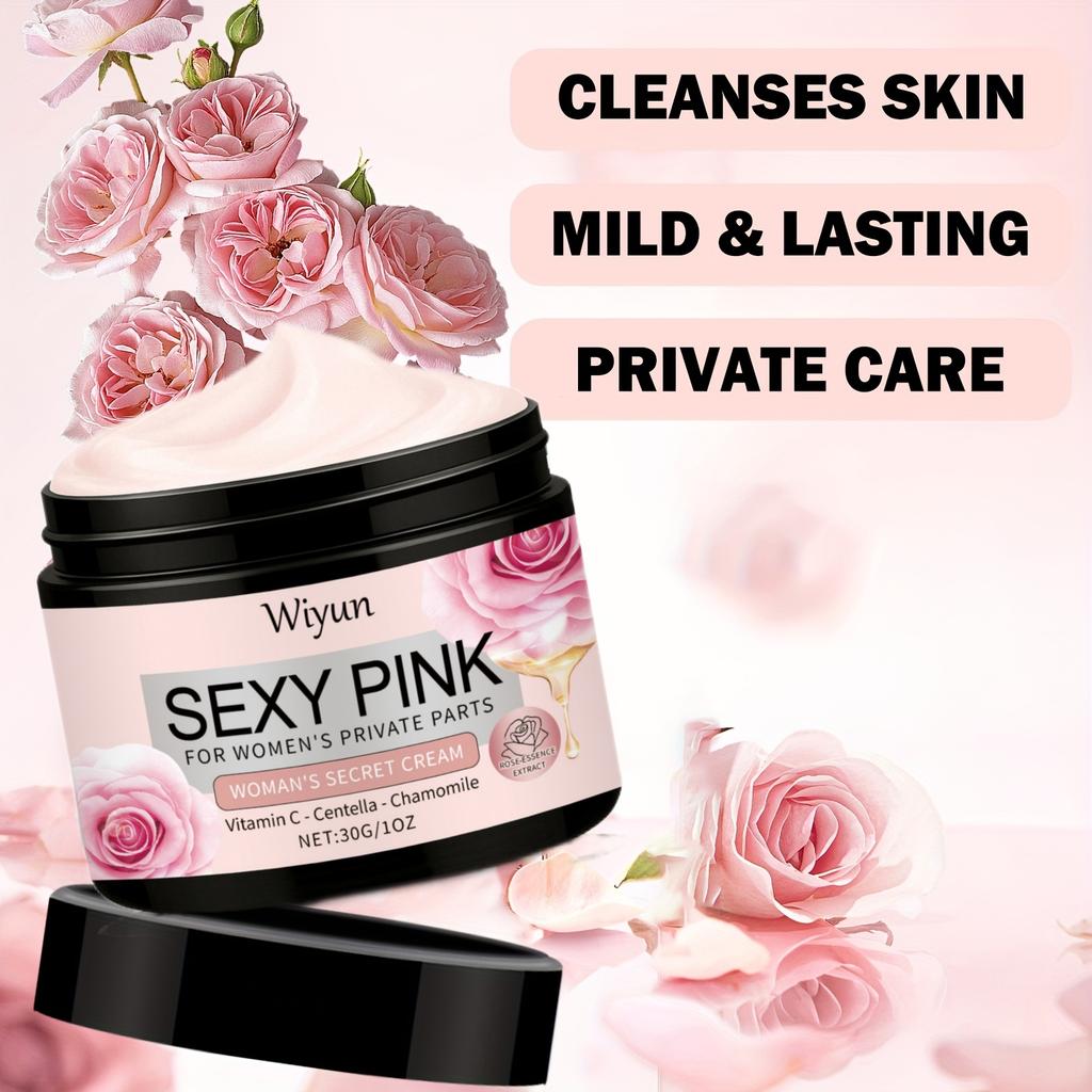 Sexy Pink Rose Tiefenhydratisierende Creme für den Intimbereich von Frauen - Hellbeige Feuchtigkeitscreme mit Damaszenerrosenextrakt, Vitamin C & Kamille-Rosencreme