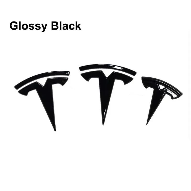 ZFX1 3pcs Car Front Rear Emblem Sticker Black for Tesla Model 3 Model Y Tail Box Auto Steering Wheel Decoration Modified Accessories