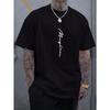 Übergröße Herren T-Shirt mit auffälligem Buchstabenprint, Lässiges Mode-T-Shirt, Streetwear Kurzarm Rundhals-Shirt