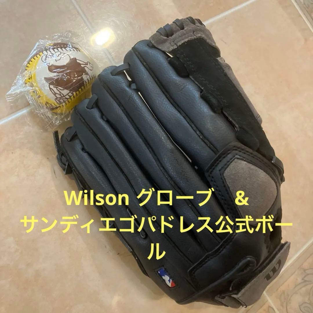 Used Wilson Baseball Glove with San Diego Padres Ball