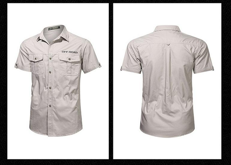 Summer 2026 Men's Military Style Loose Casual Cotton Short Sleeve Shirt