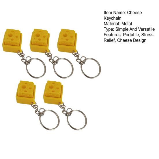1/2/3/5Pcs 3D Printed Cheese Fidget Relief Cheese Keyboard Keychain Stress Decompression Button Clicker Sensory Fidget Toy