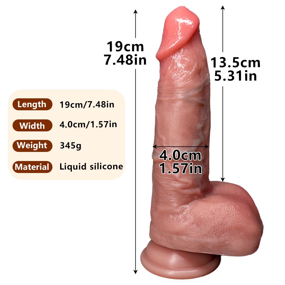 7.48Inch/19cm Silicone Dildo with Powerful Suction Cup Realistic G Spot Hands-Free Soft Penis for Women Lifelike Curved Realistic Anal Dildo Sex Toy