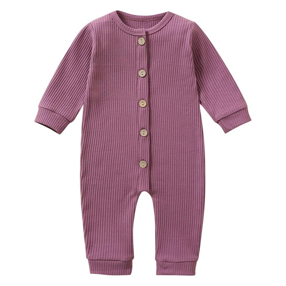 Synpos Autumn Newborn Baby Boys Girls Clother Toddler Long Sleeve Onesie Spring Solid Color Pit Strip Romper 0-12 Months