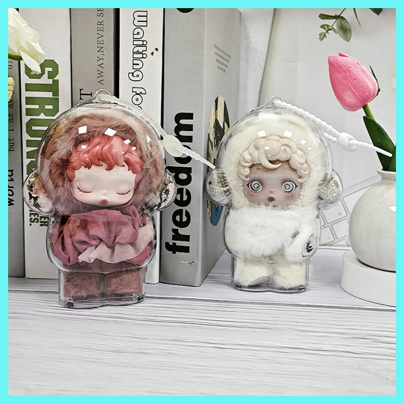 Schutzhülle für Sp Skullpanda Puppe Transparenter Tragbarer Organizer Aufbewahrungskoffer Staubschutzabdeckung Mit Silikonband